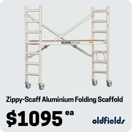 OLDFIELDS - Scaffold - Light Duty Zippy Foldable Base - Aluminium - 1.96 x 0.74 x 1.96m - 225kg